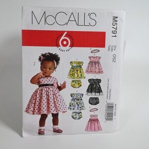 McCall's M5791 Sewing Pattern Infants Dresses Panties Headband Uncut FF